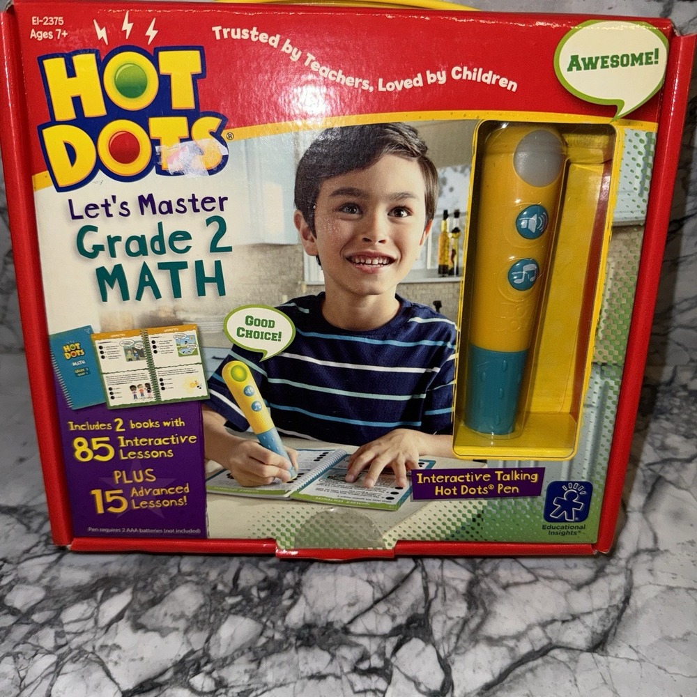 Hot Dots 2nd Grade Math Set w/ Pen - 2 Books Educational Homeschool